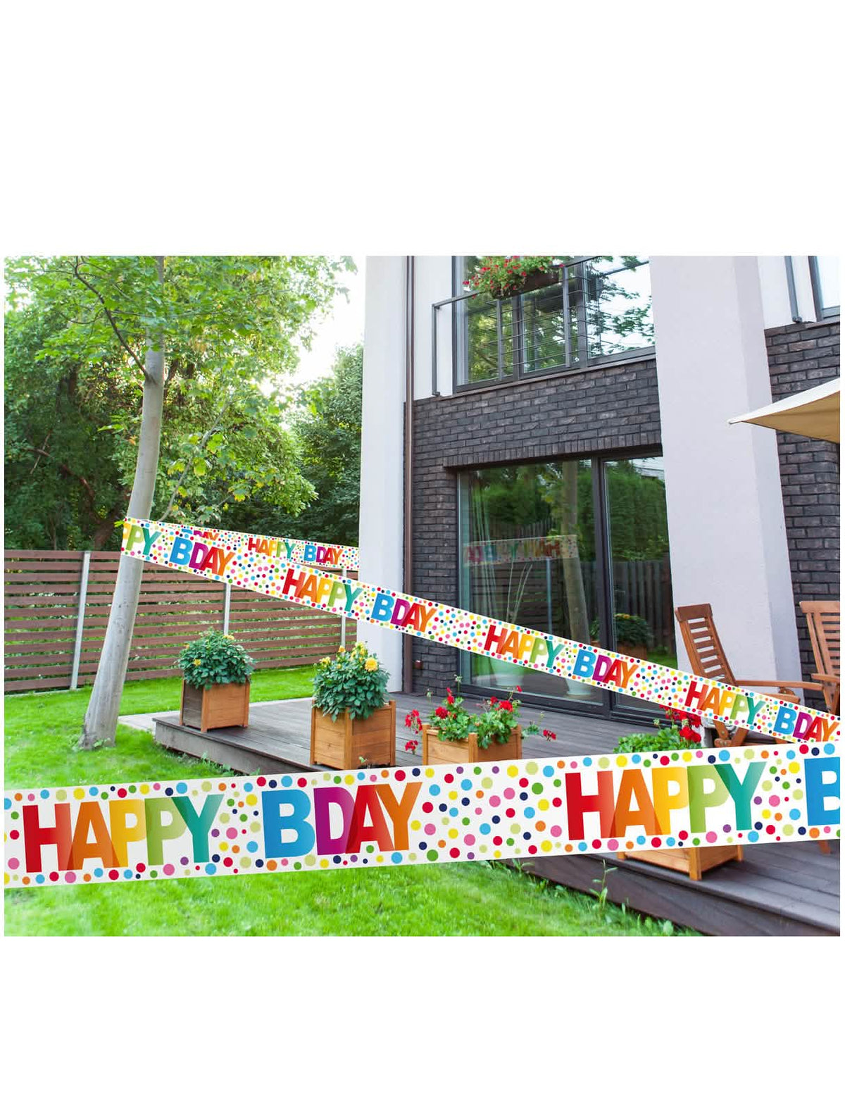Színes pöttyös Happy Birthday zászlófüzér születésnapi bulira