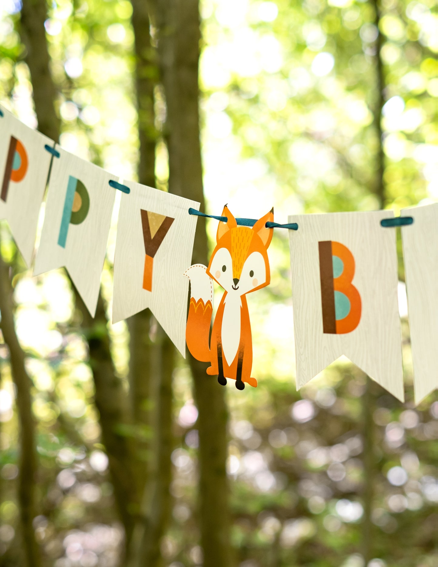 Boldog születésnapot karton banner erdei állatokkal, 2,4 m