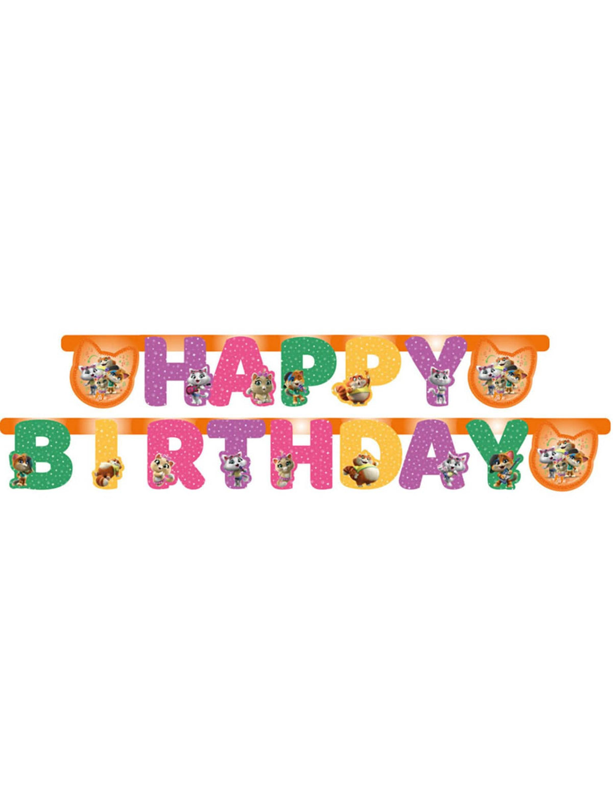 Karton betűkből készült bannere 44 macskák gyermekeknek sokszínű Happy Birthday