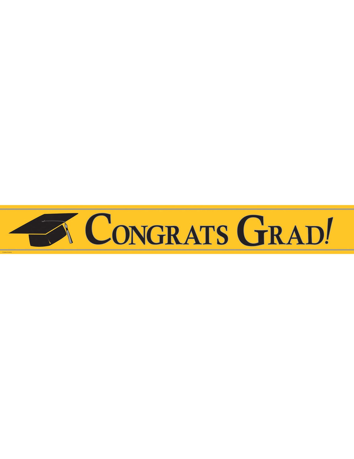 Fém Congrats Grad banner diplomaosztó ünnepséghez sárga, fekete diplomás sapkával