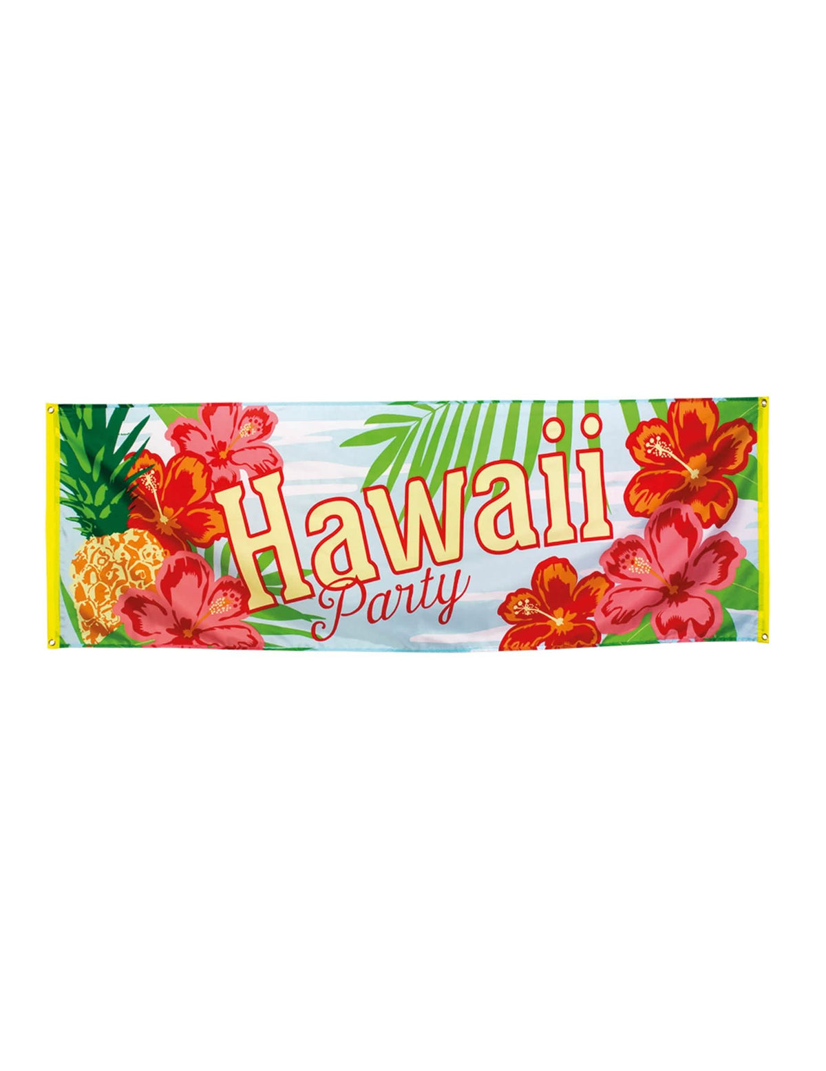 Hawaii party zászló bulihoz hibiszkuszvirágokkal és ananásszal