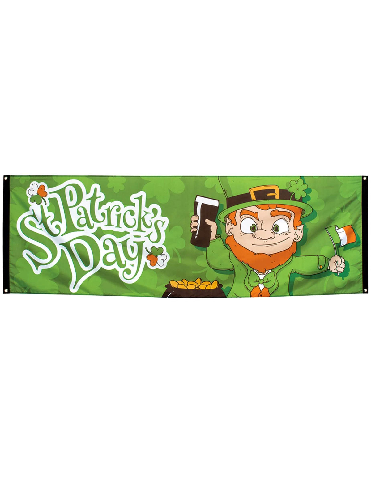 Zászló szent patrik napja zöld bulihoz ír manóval és söröskorsóval