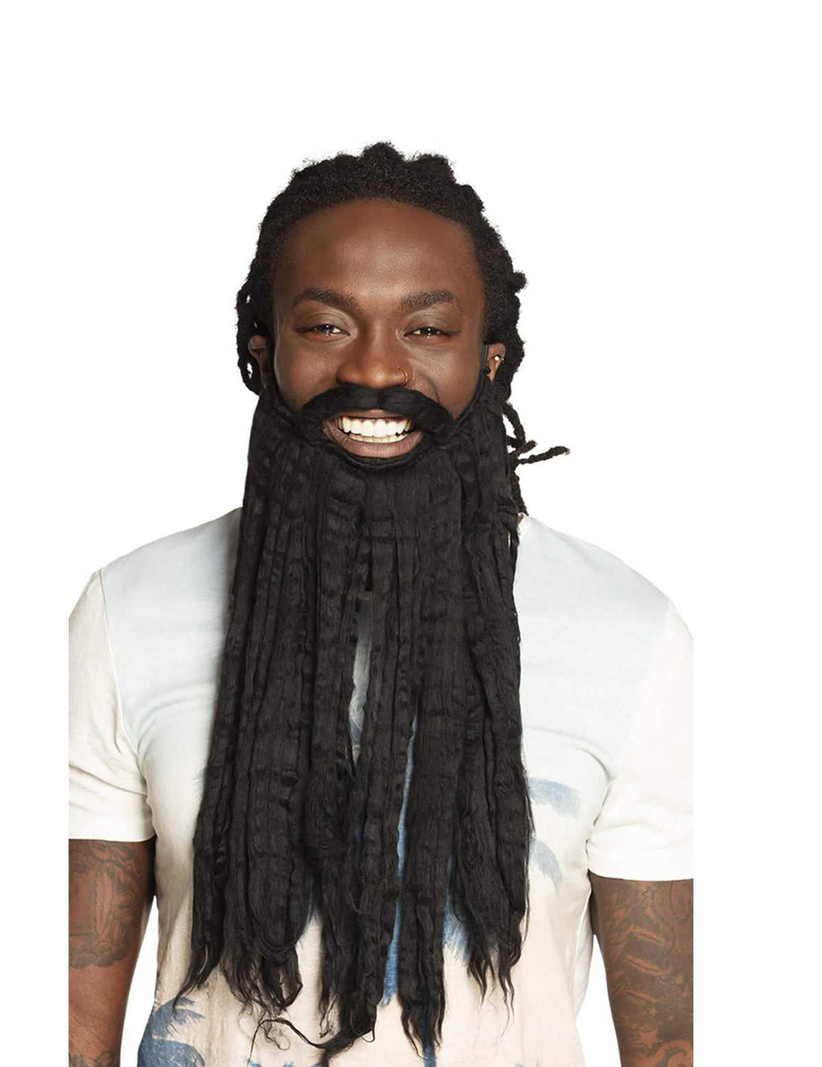 Felnőtt fekete rastafari szakáll hosszú rasztafonatokkal