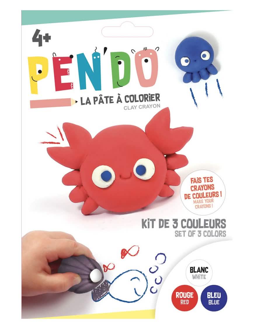 Kit de modelage sminkceruzák Pen'do aquatique pour gyermek fehér piros kék