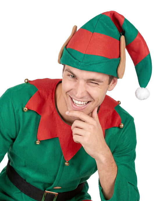 Mikulás Lutin motorháztető felnőtt fülekkel csíkos