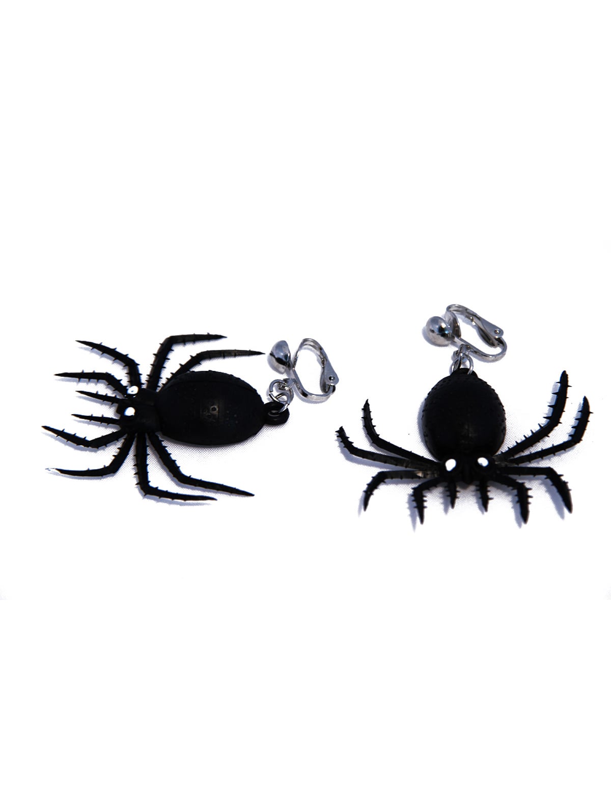 Détail du système d'attache à clips des boucles d'oreilles araignées