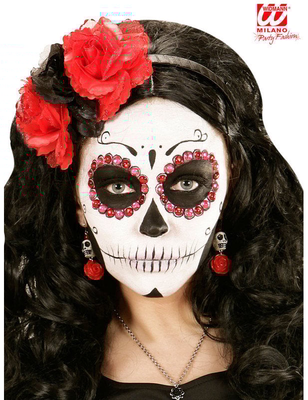 Felnőtt vörös rózsa rózsaszín fülbevalók