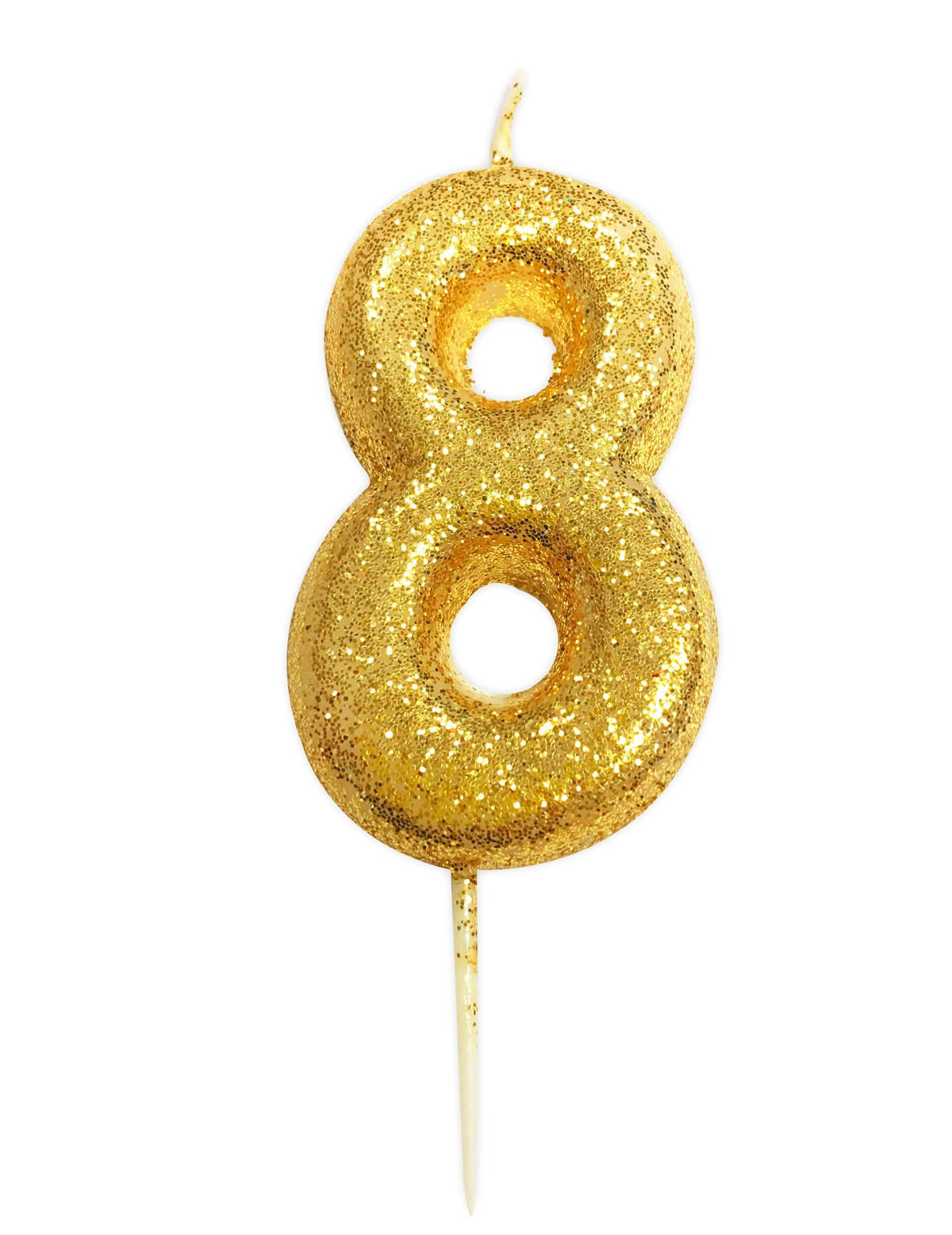 8-as számgyertya arany csillámos tortához