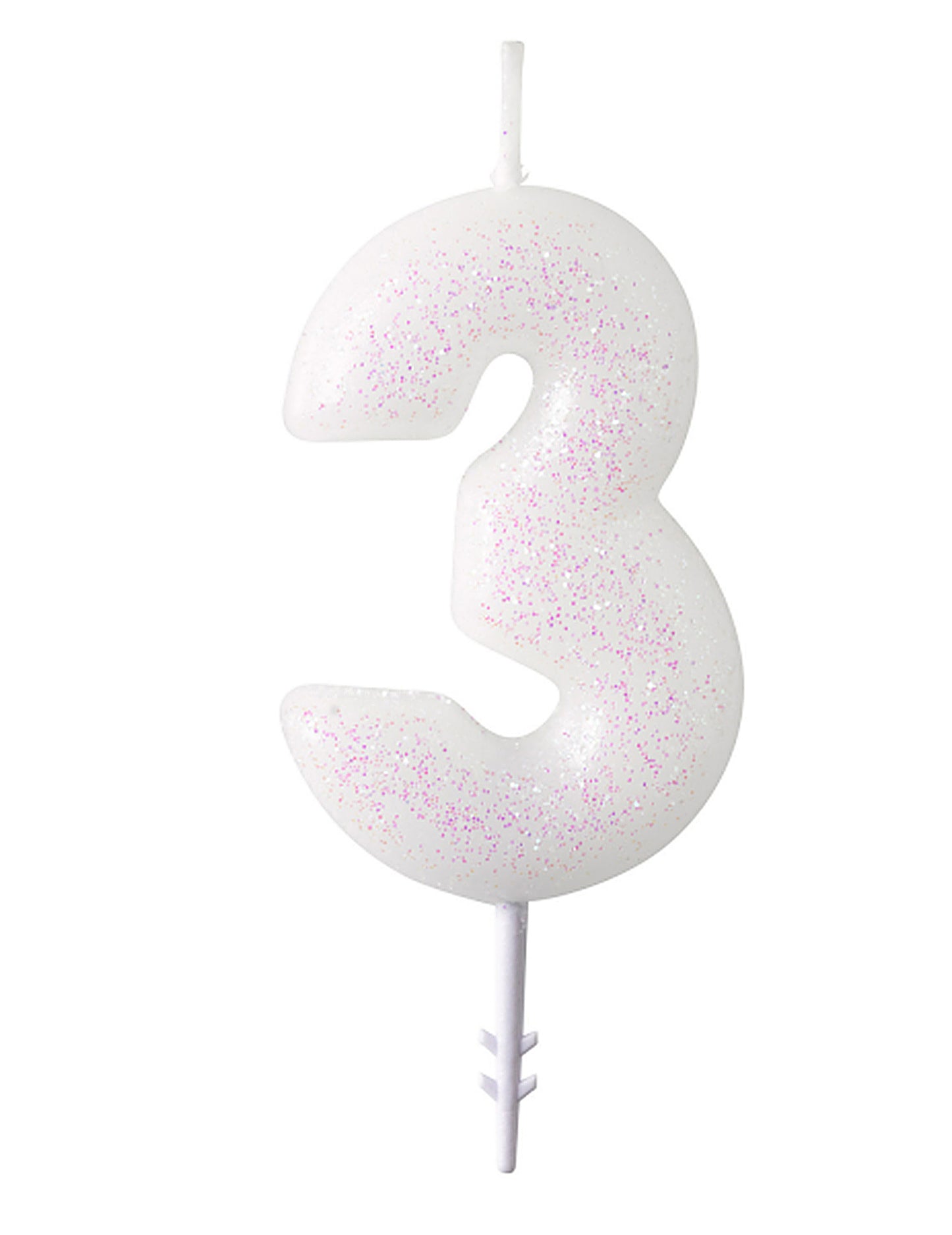 Fehér alak gyertya csillogó 6,5 cm -rel