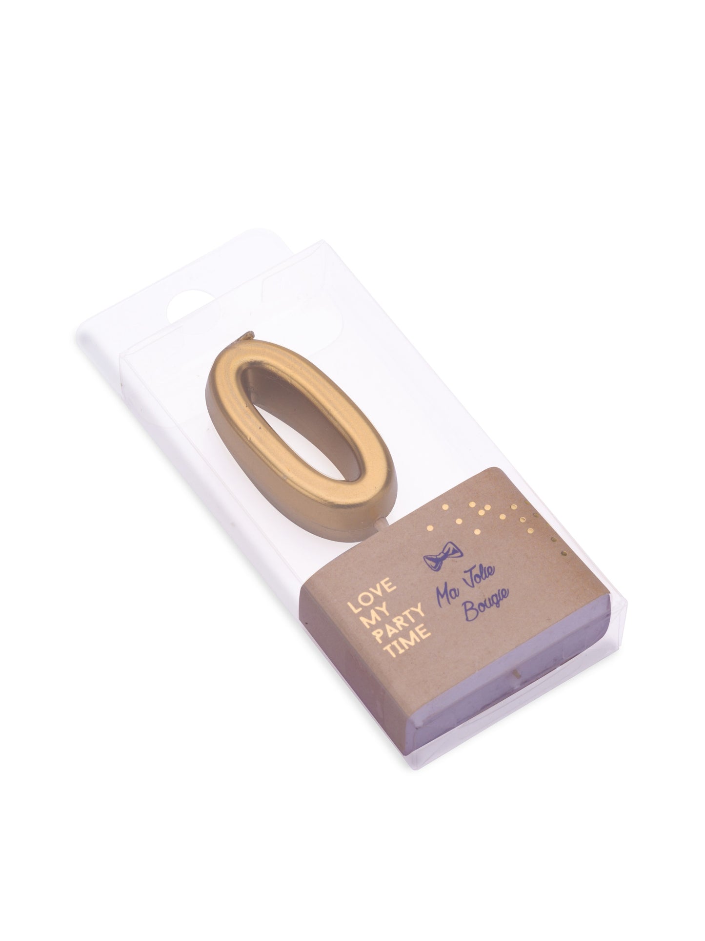 Metálarany 0-ás számú születésnapi gyertya 4.3 cm csúccsal