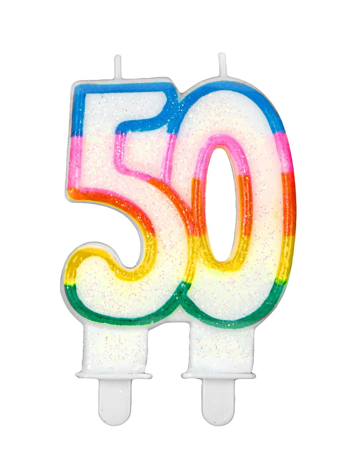 50-es születésnapi gyertya felnőtt számára sokszínű csillámmal