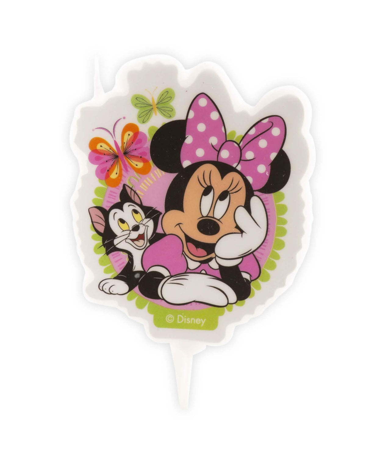 Minnie rózsaszín születésnap gyertya a macskák Figaro és pillangók
