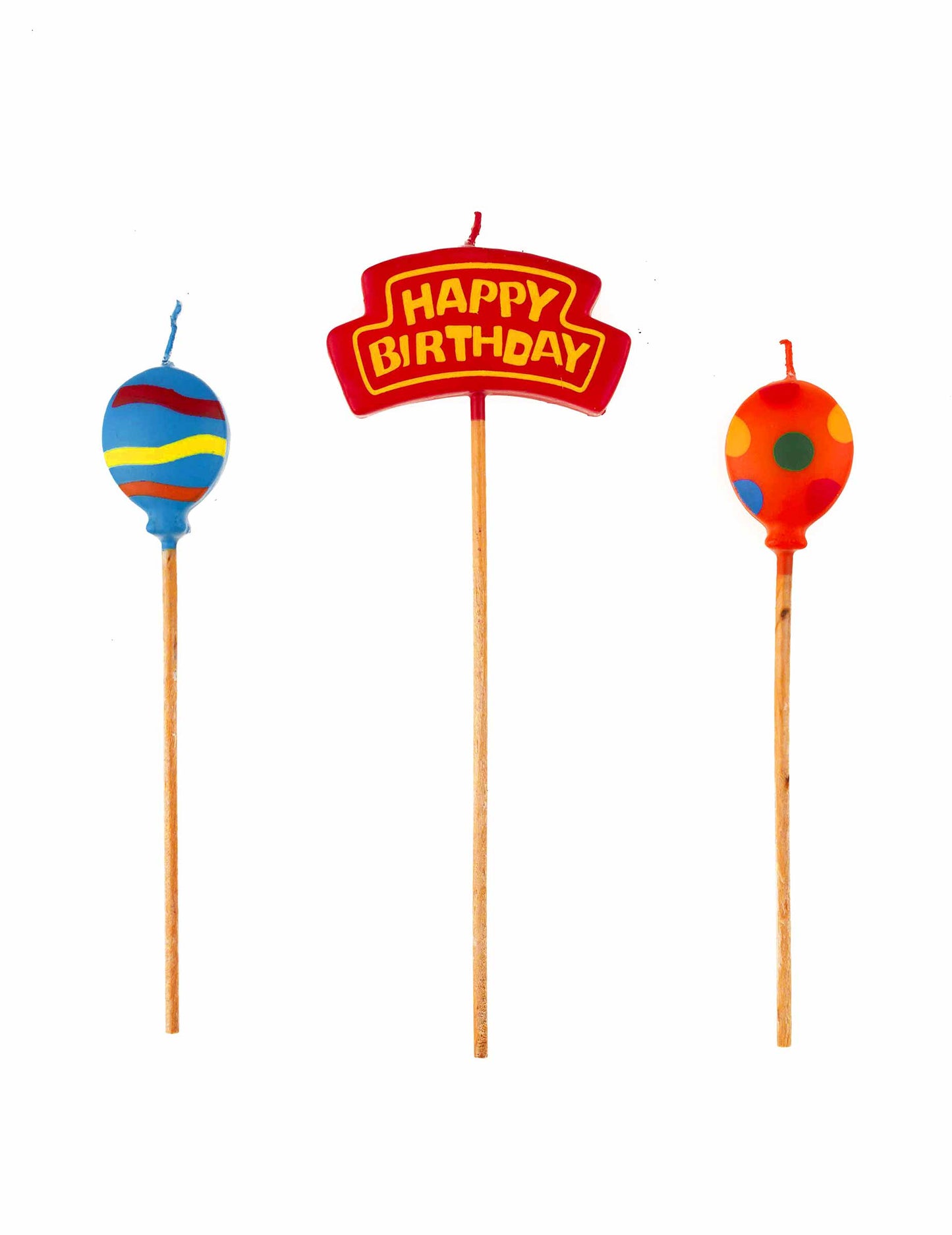 Bougies Happy Birthday multicolores avec motifs de ballons