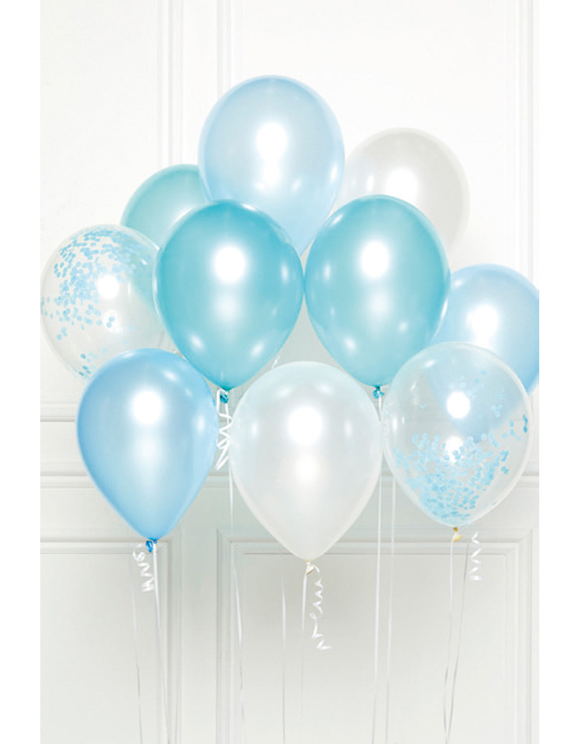 10 darabos kék latex lufi csokor 27 cm konfettivel