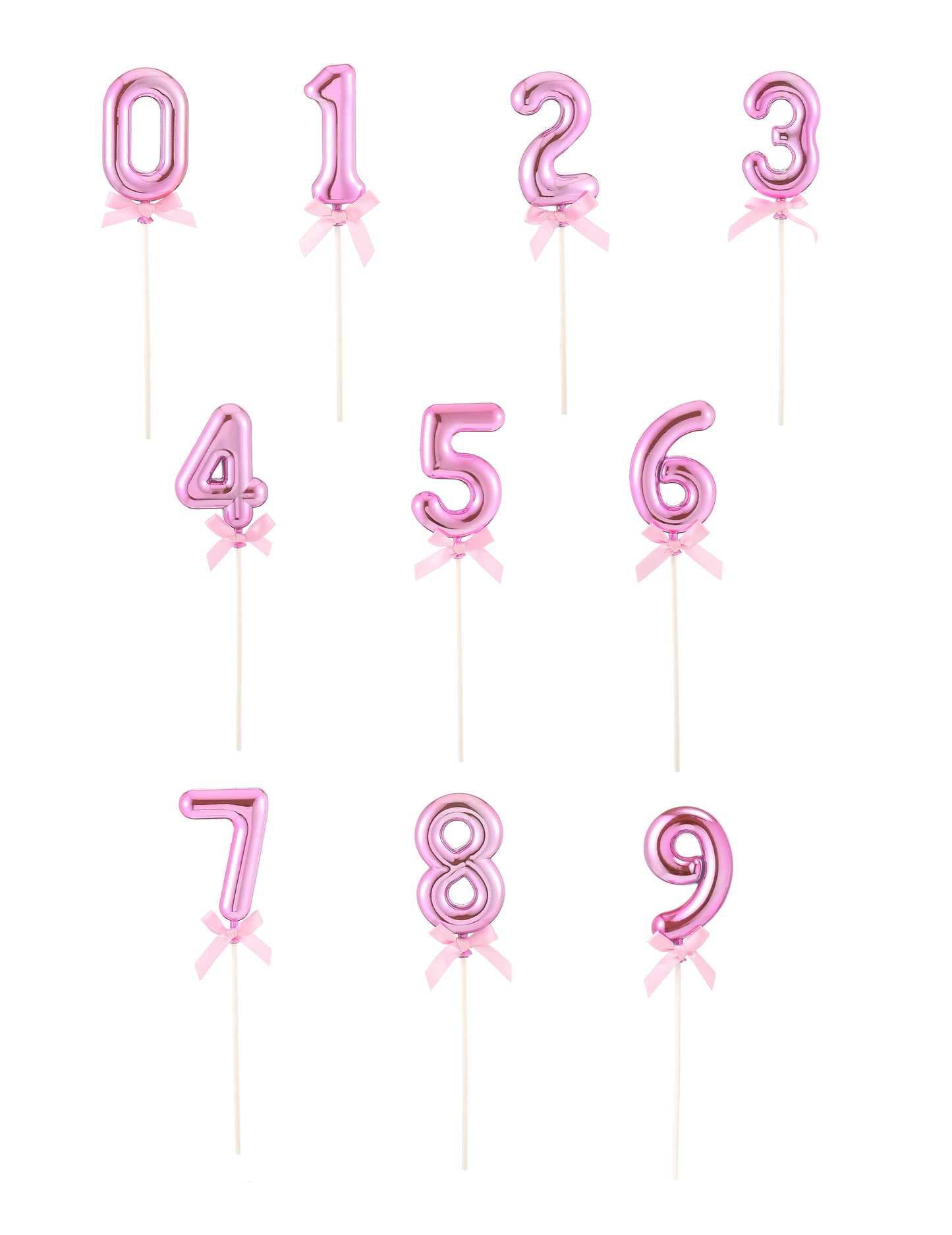 Rózsaszín számú tortadísz masnival 12.7 cm születésnapi tortához