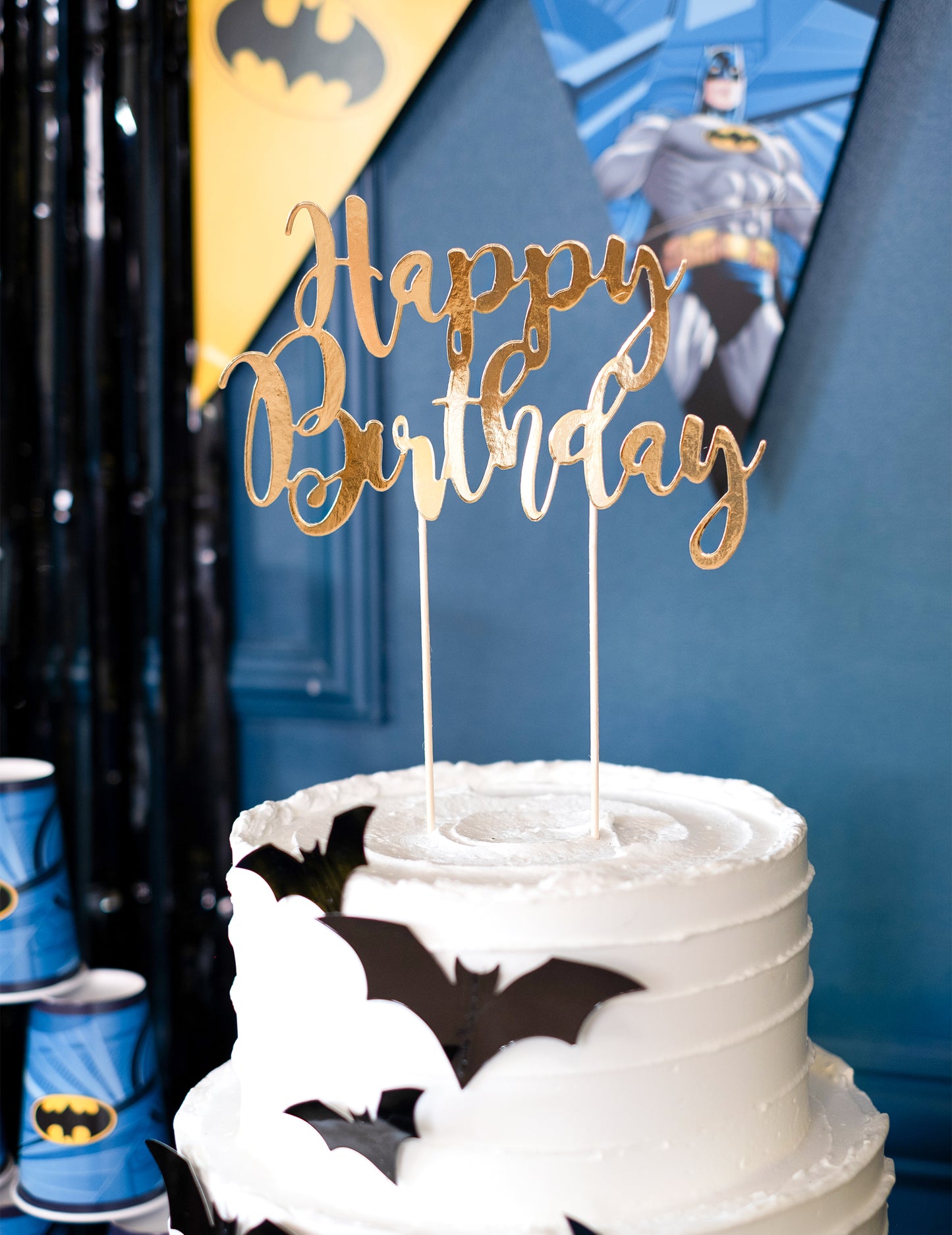 Cake Topper a boldog születésnapot arany metál 22,5 cm -ben