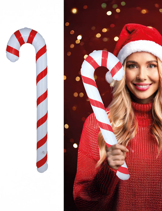 Mise en situation de la canne à sucre gonflable de Noël