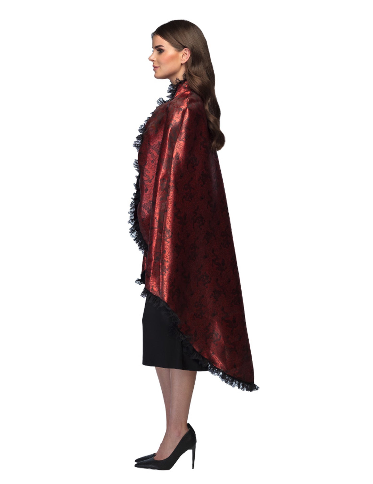 Vörös vámpír köpeny felnőtt csipkével