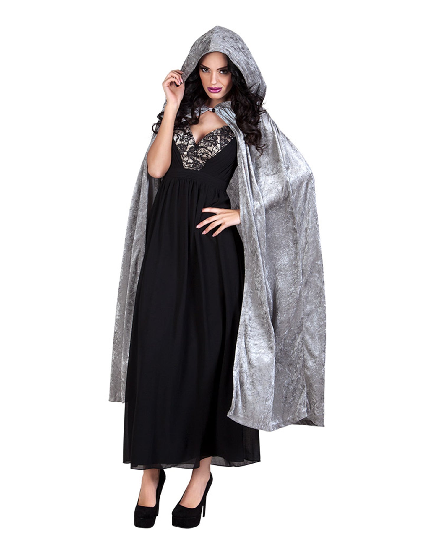 Szürke Cape Velvet megjelenés 170 cm Halloween Adule
