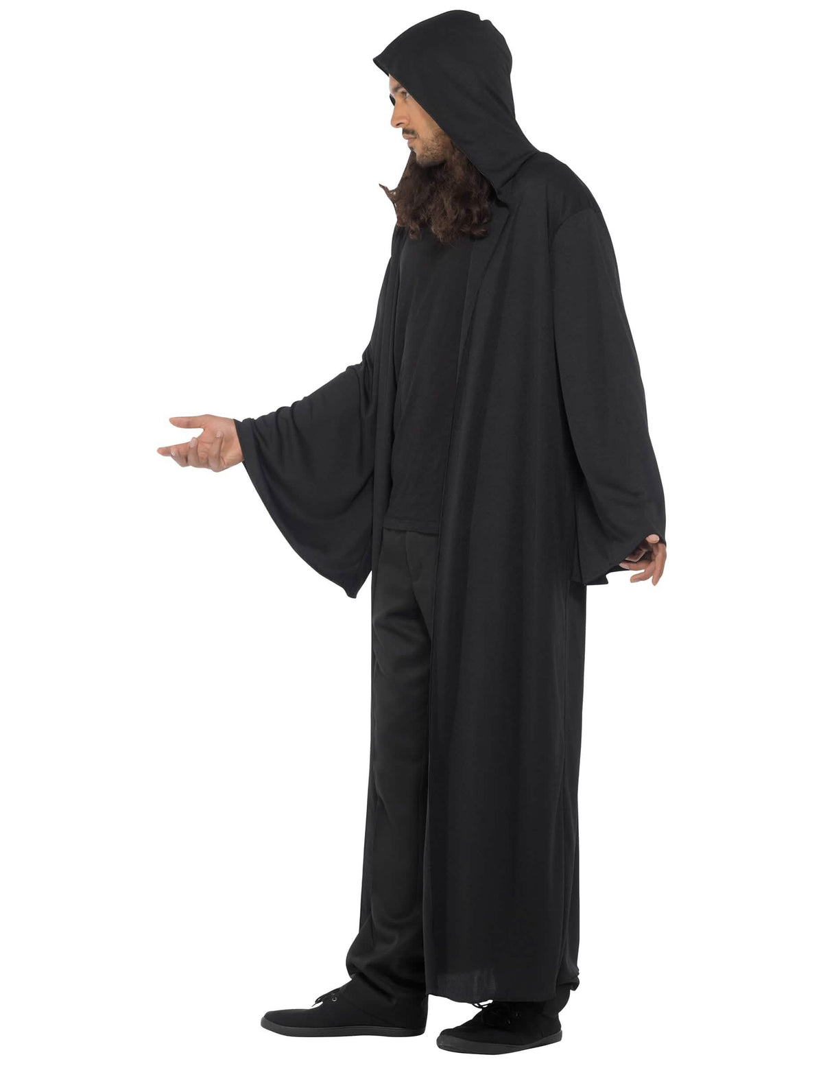 Oldalnézet a halloween hosszú, kapucnis köpenyéről