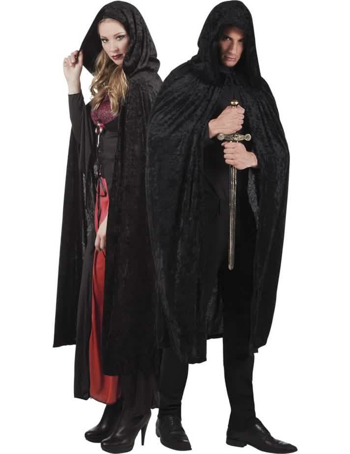 Felnőtt fekete halloween köpeny bársonyhatású