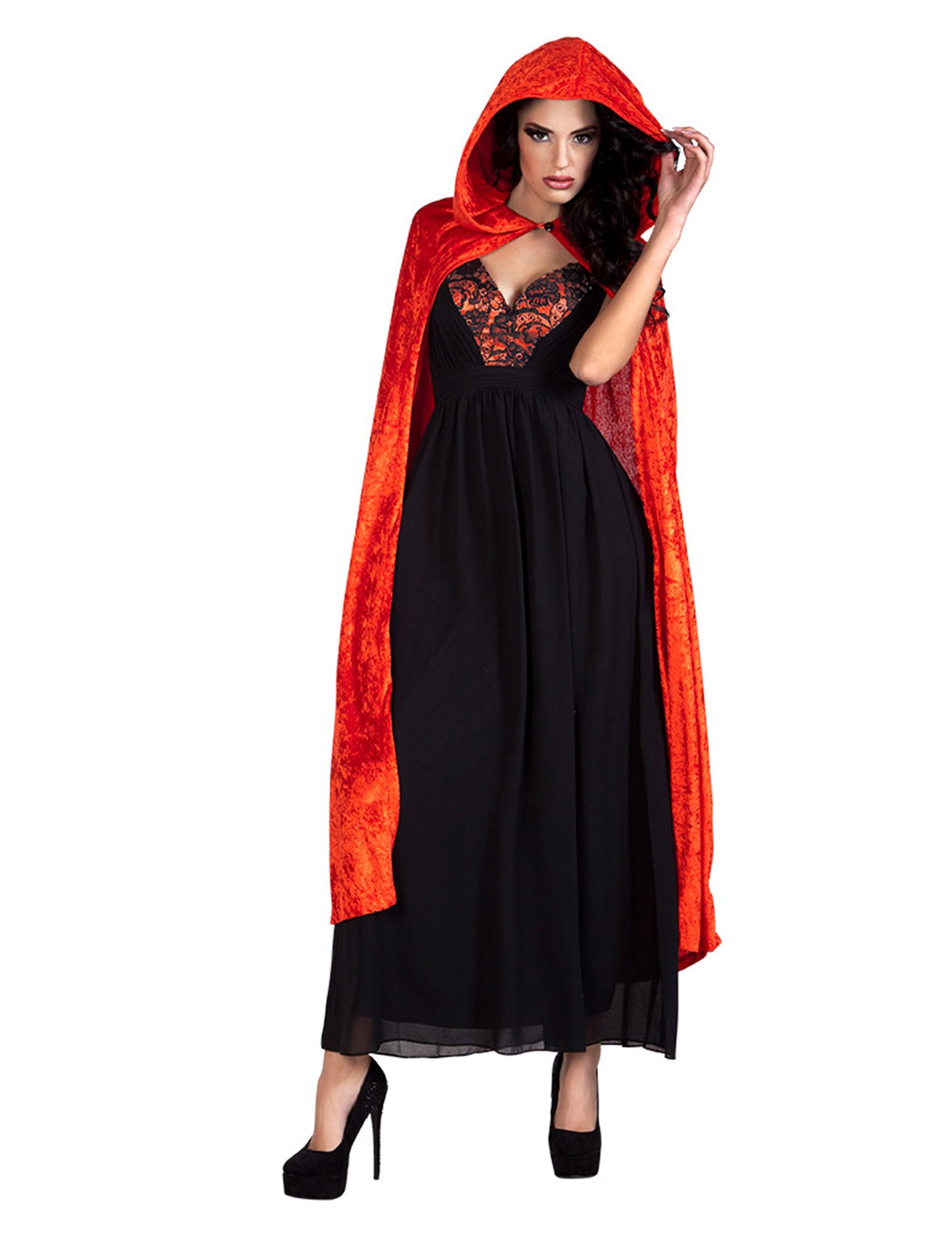 Piros köpeny bársonyos szempont 120 cm -es halloween adule