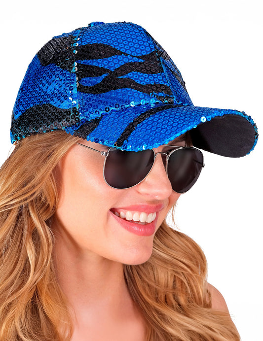 Vue de profil de la casquette à sequins vague pour adulte