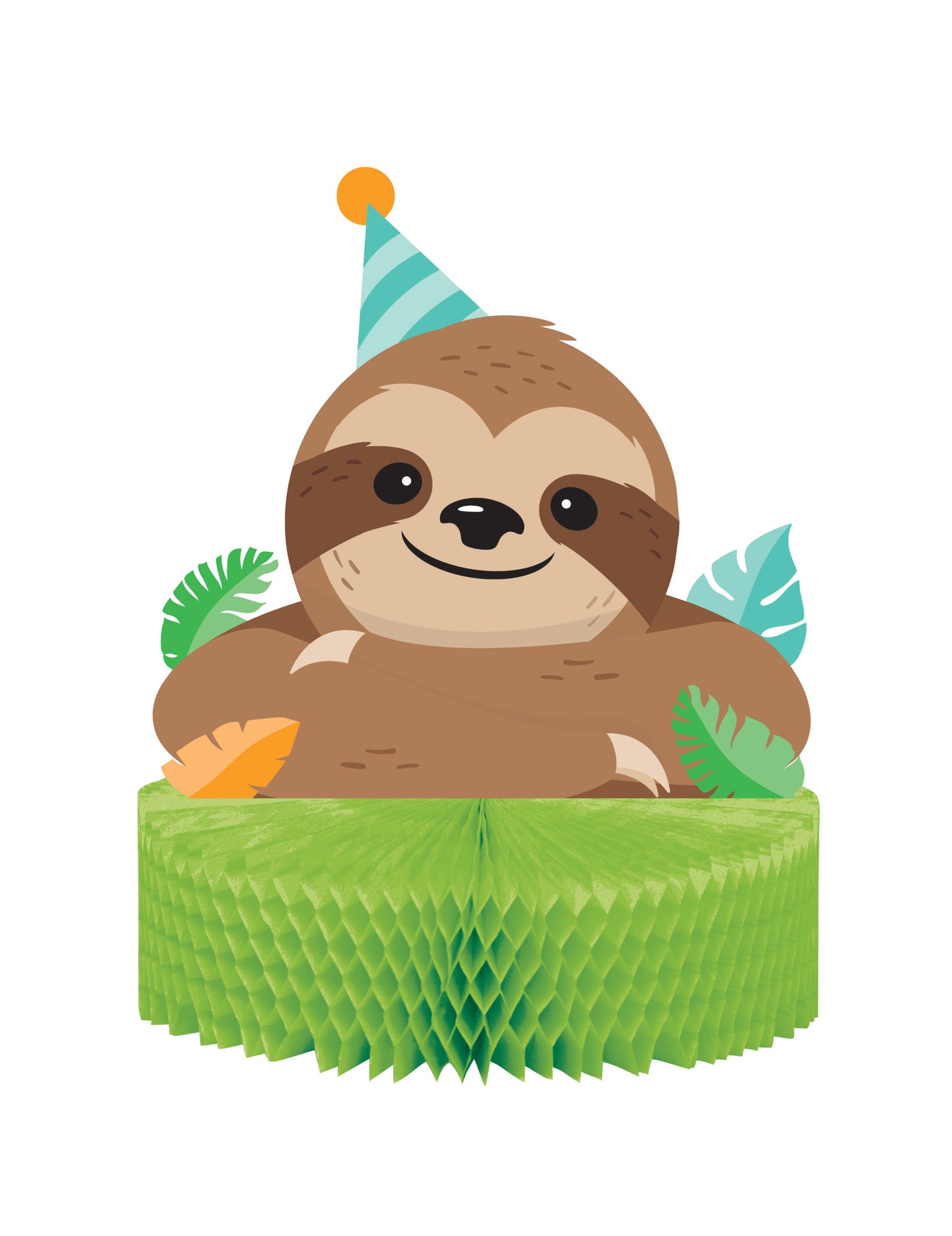 Aranyos lajhár méhsejt papír asztaldísz 23 x 30,5 cm születésnapra