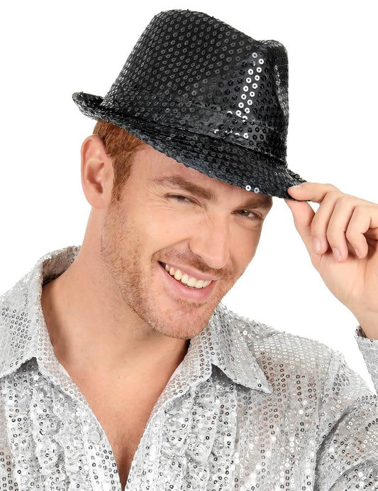 Borsalino kalap felnőtt fekete flitterekkel
