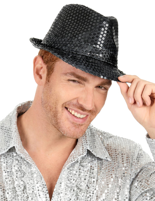Borsalino kalap felnőtt fekete flitterekkel