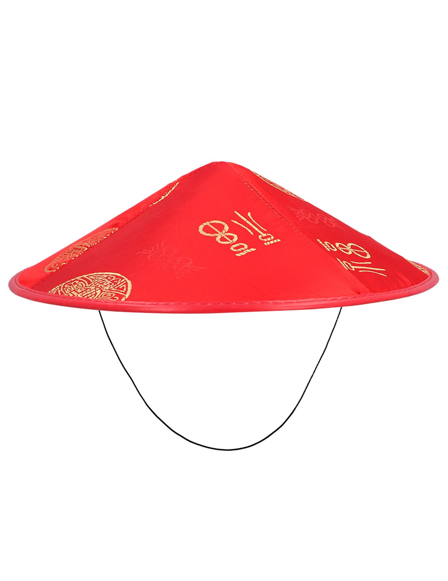 Vue de profil avec élastique du chapeau chinois pour adulte