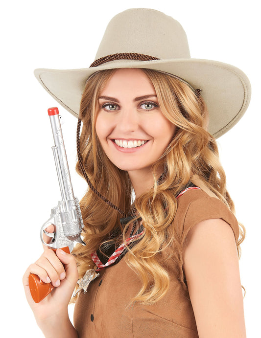 Chapeau cowboy luxe beige en suede adulte