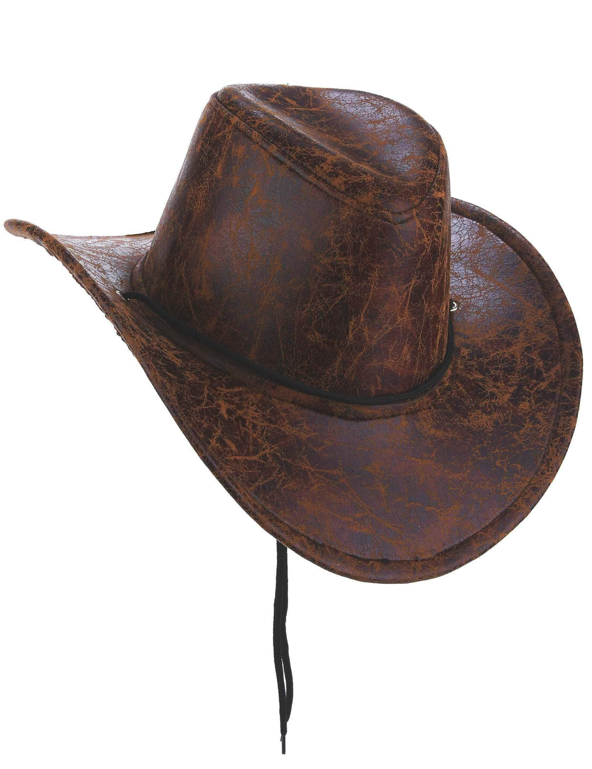 Felnőtt barna műbőr cowboykalap oldalnézete