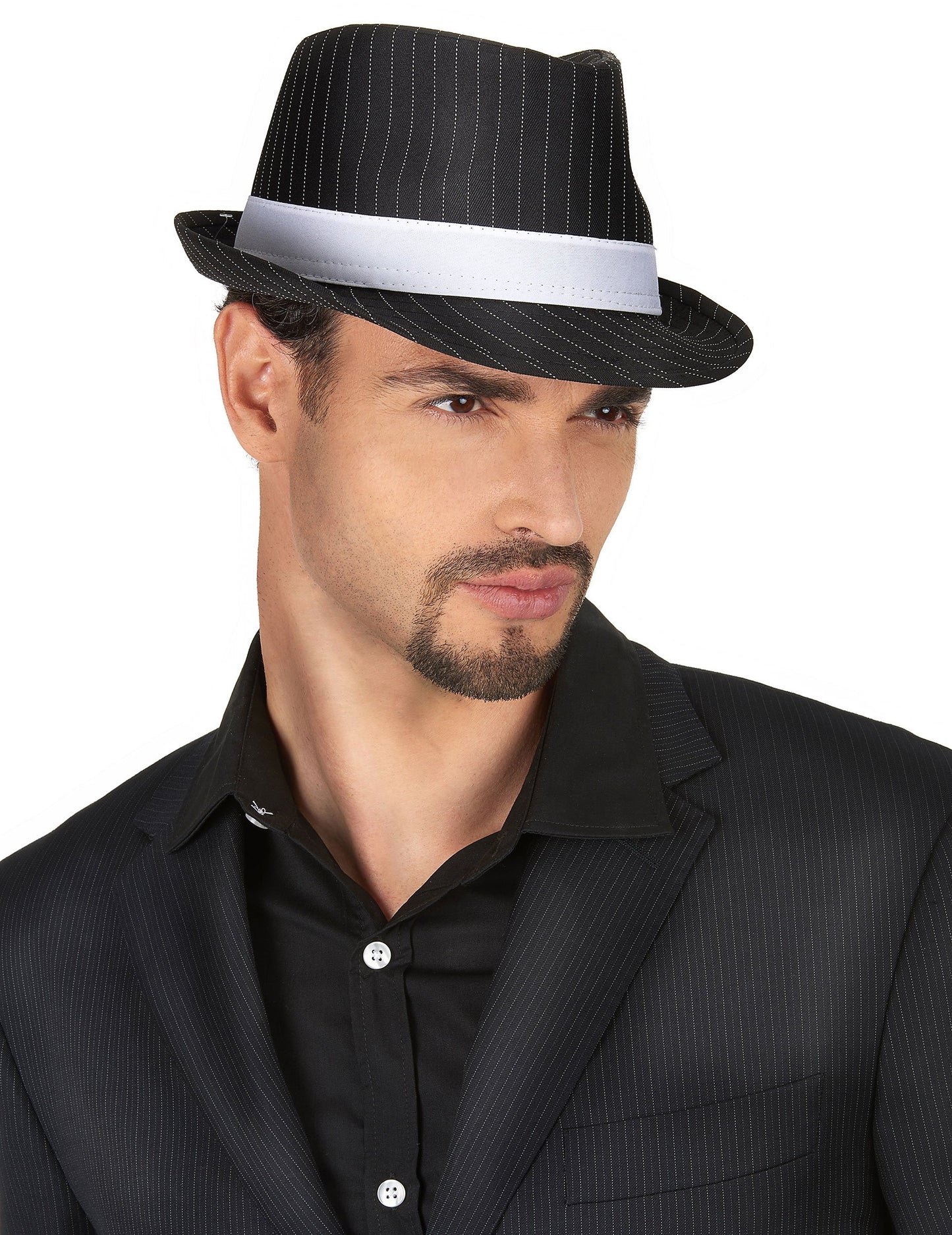 Felnőtt csíkos fekete gengszter kalap