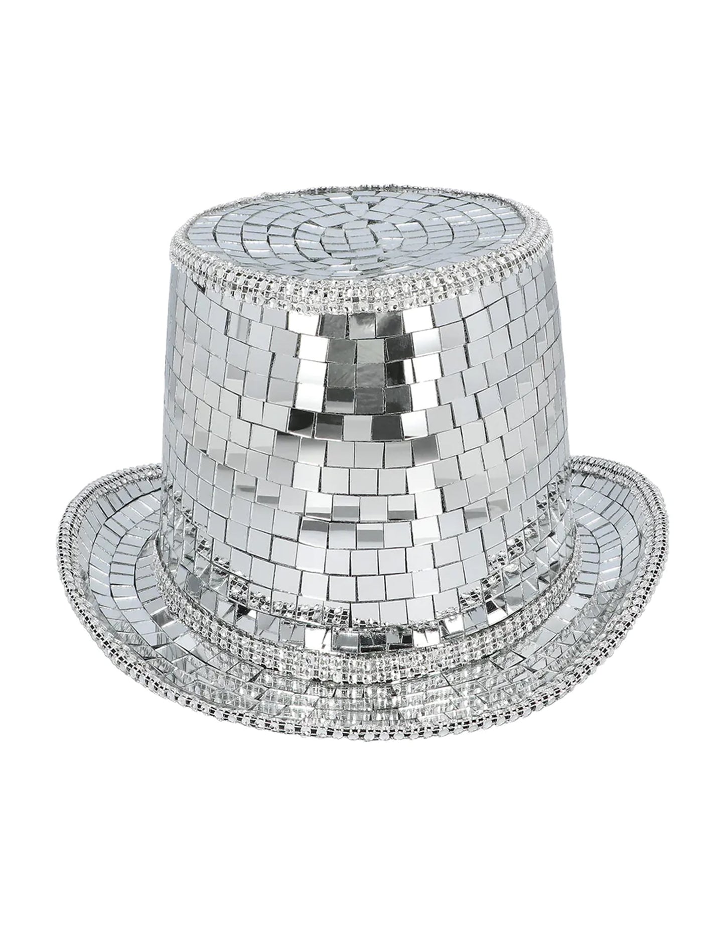 Vue de dessus du chapeau haut de forme disco à facettes pour adulte