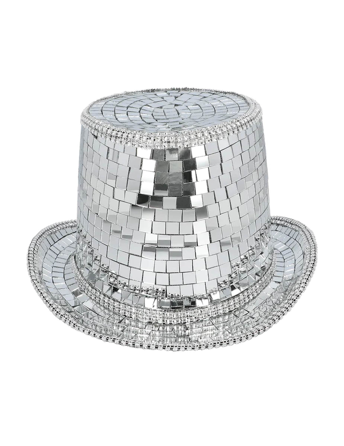 Vue de dessus du chapeau haut de forme disco à facettes pour adulte