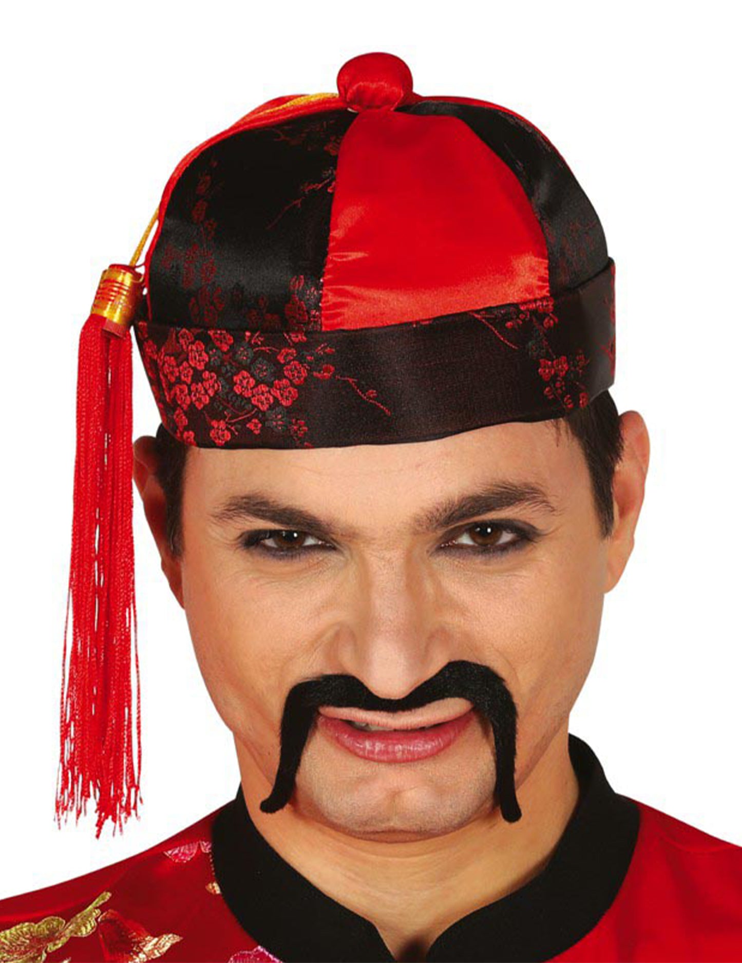 Mandarin vörös és fekete ember kalap