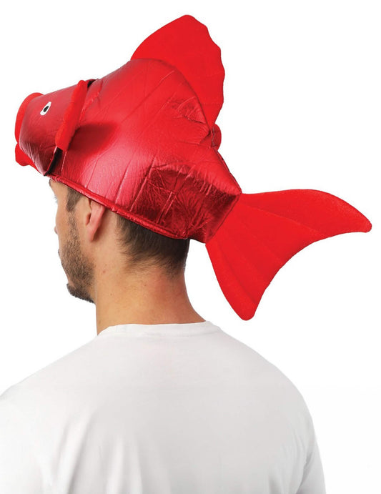 Vue de profil du chapeau poisson rouge