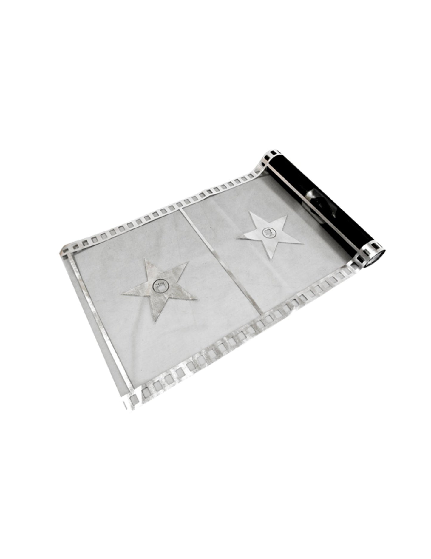 Fekete organza asztali futó, mozi stílusú, 28 cm x 5 m fóliamintával