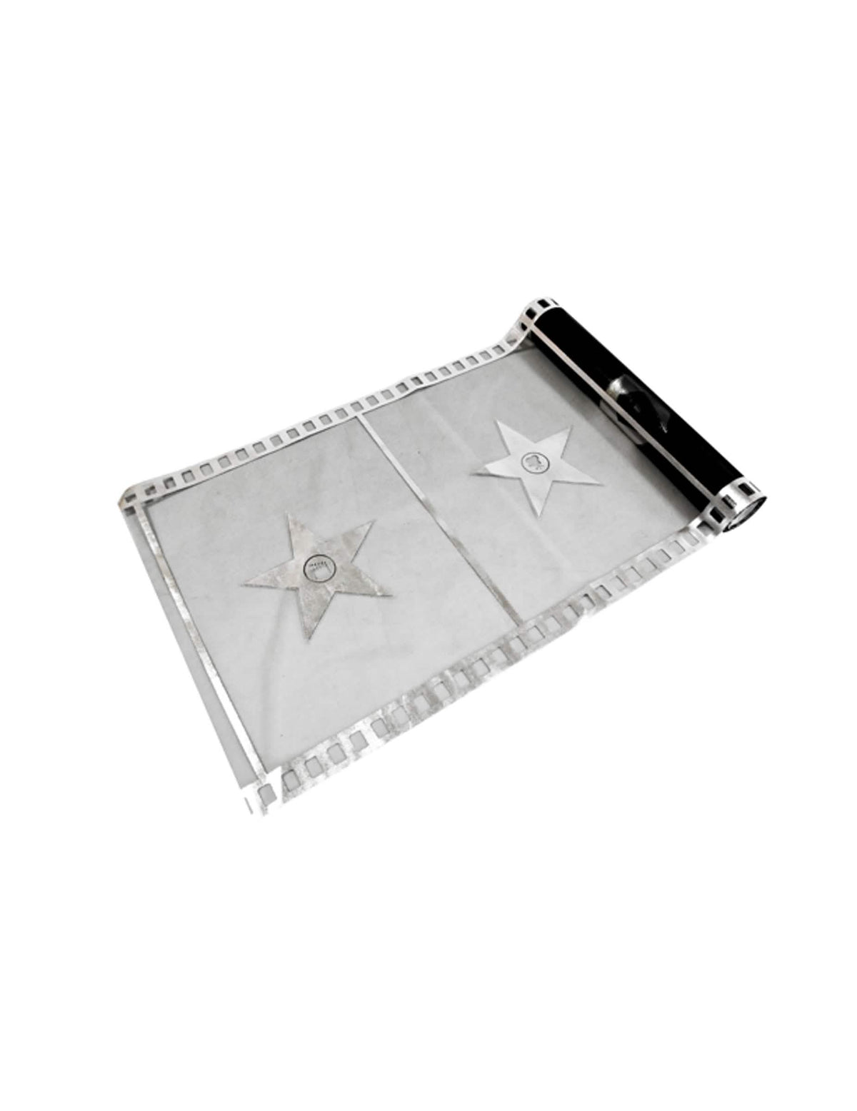 Chemin de table organza cinéma pour fête noir à motifs pellicule et étoiles