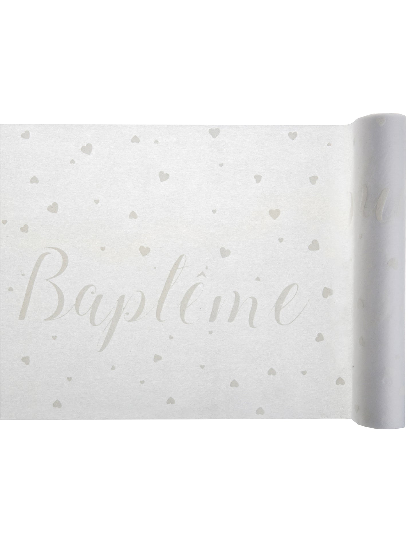 Ingissált asztali futó fehér keresztség 30 cm x 5 m