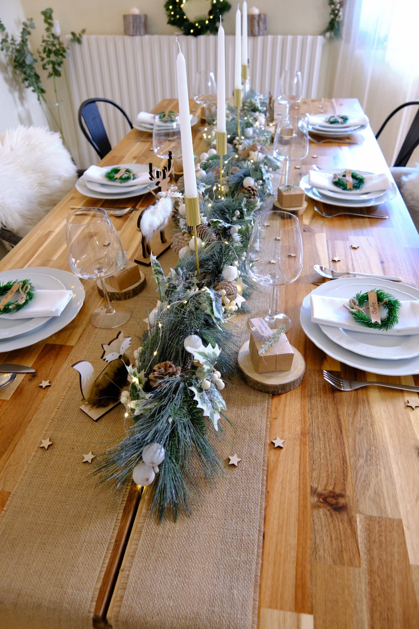 Natúr jutából készült asztali futószalag 30cm x 5m