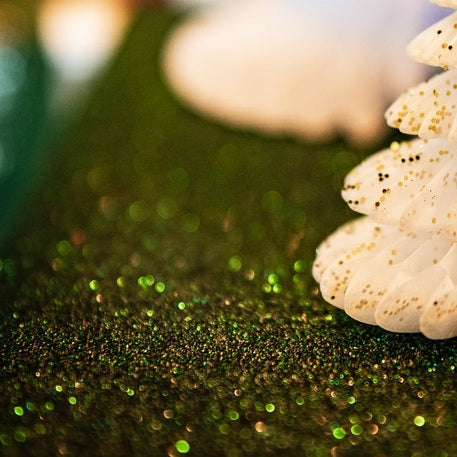 Csillogó asztali futó, csillámos, fenyőzöld, 28 cm x 3 m karácsonyra