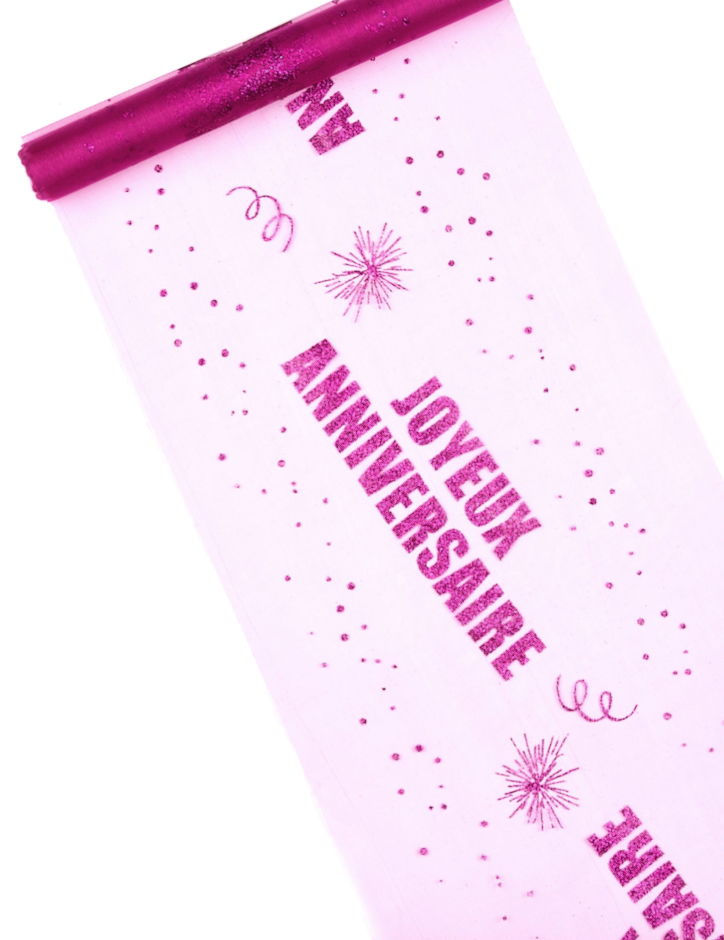 Organza asztali futó boldog születésnapot fukszia 29 cm x 5 m