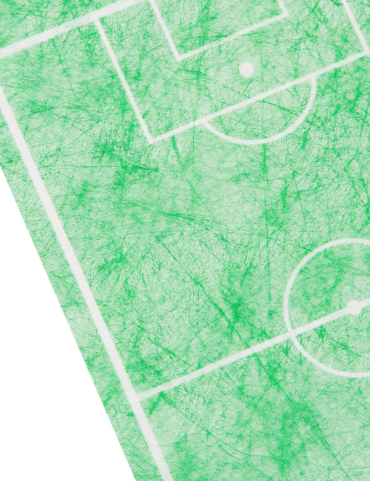 Közelkép a zöld focipálya mintás asztali futó nem szőtt anyagáról