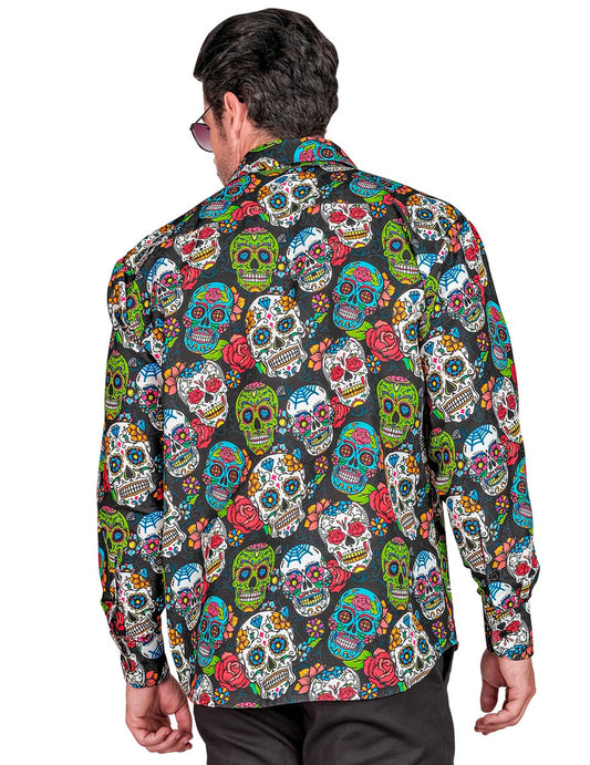 Vue de dos de la chemise Dia de los muertos