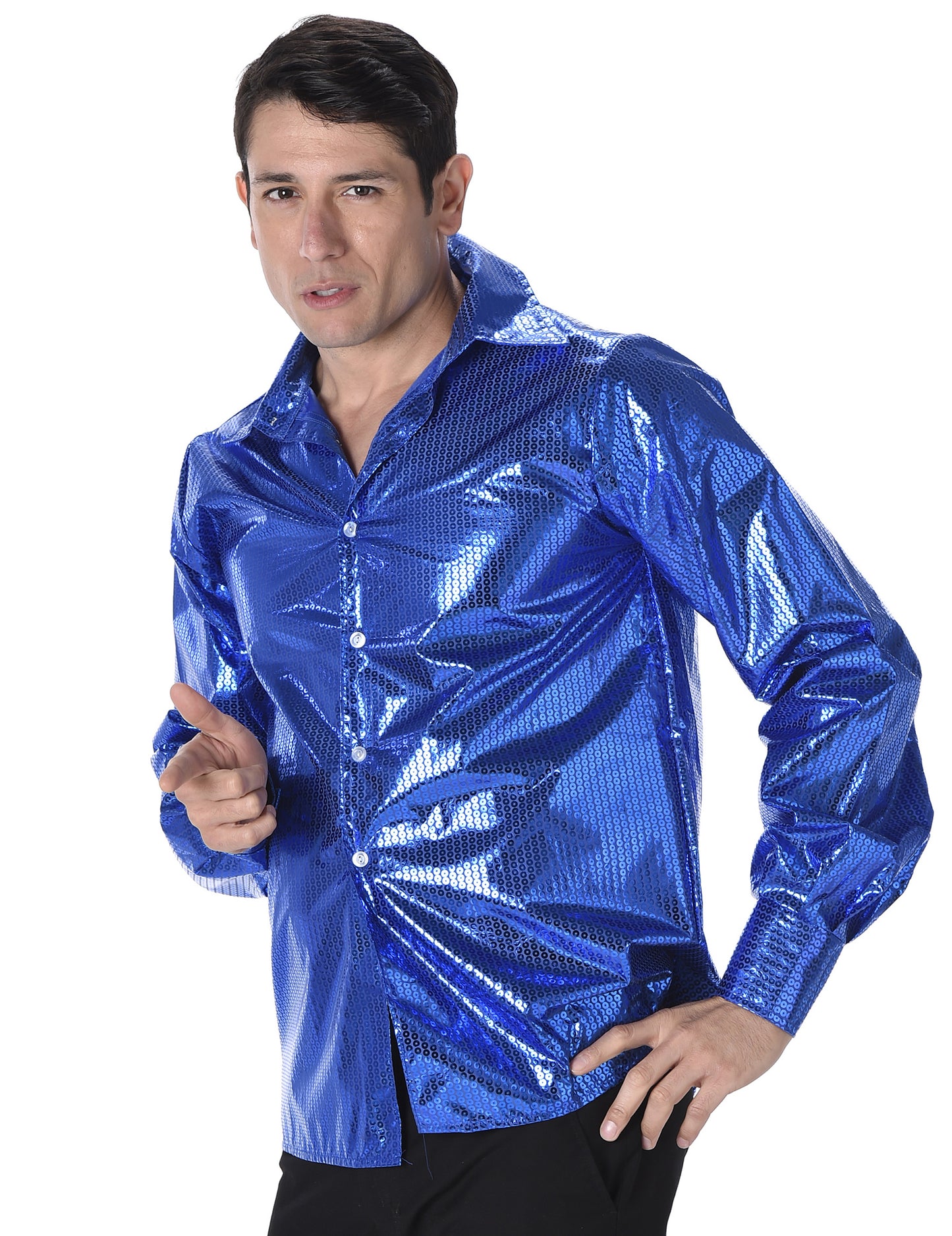 Férfi kék flitterek disco ing