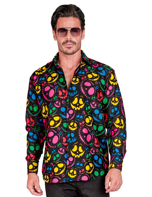 Vue de face de la chemise fantômes fluo pour homme