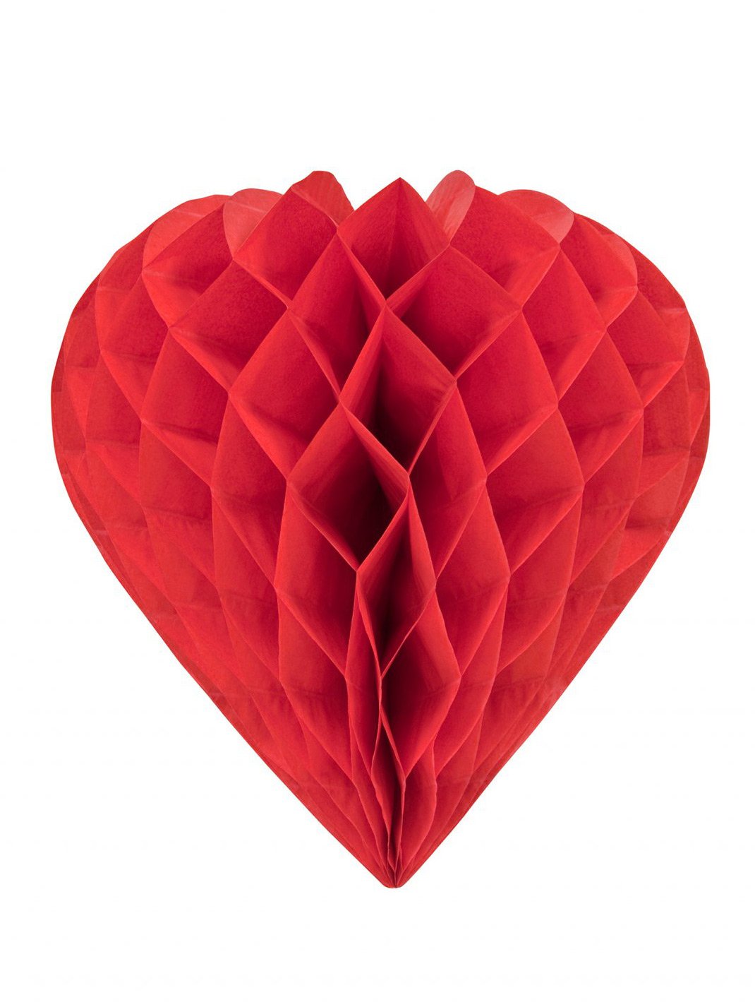 Piros, méhsejtes papírszív 30 cm függő dekoráció