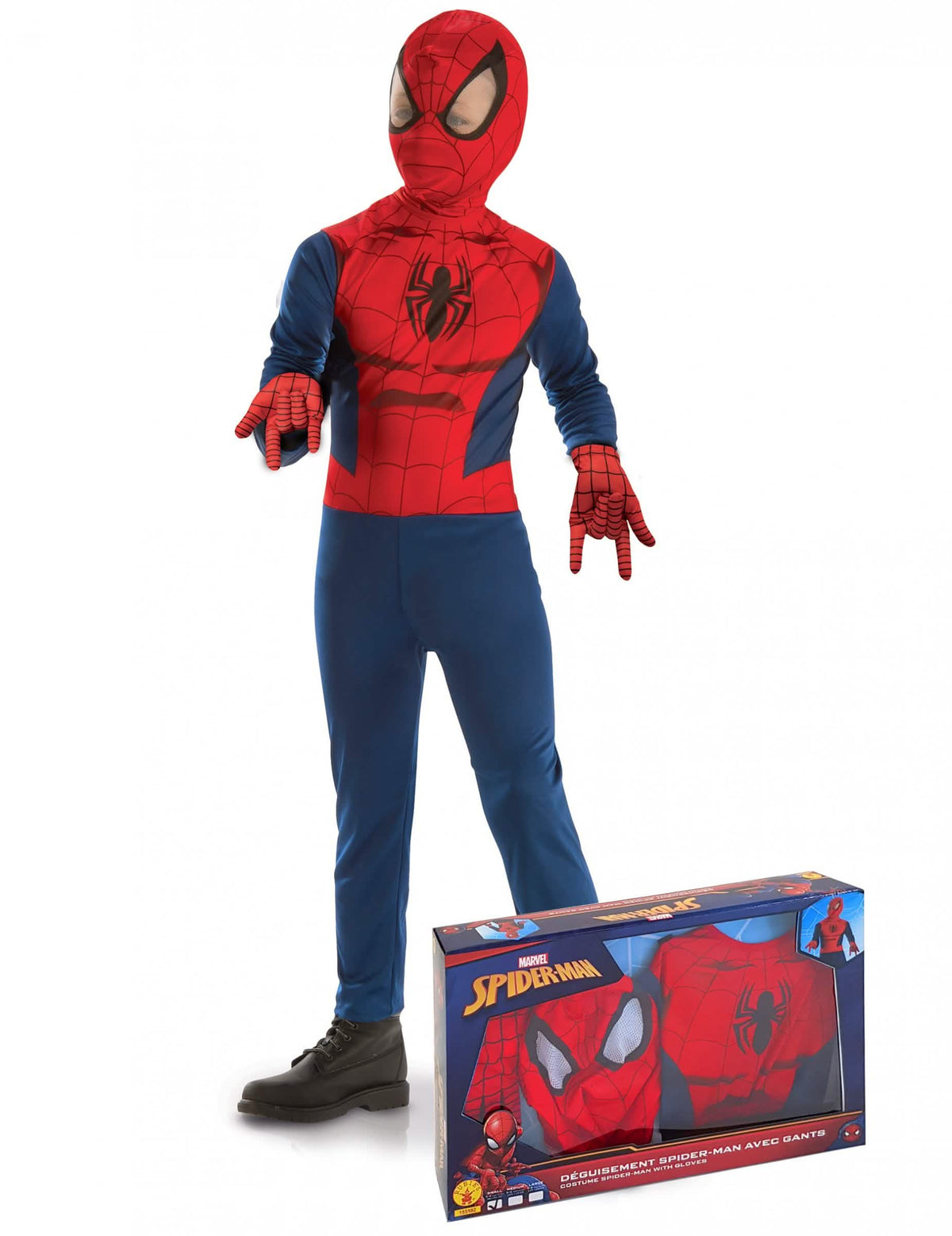 Klasszikus Spiderman készlet fiúnak piros és kék kesztyűkkel